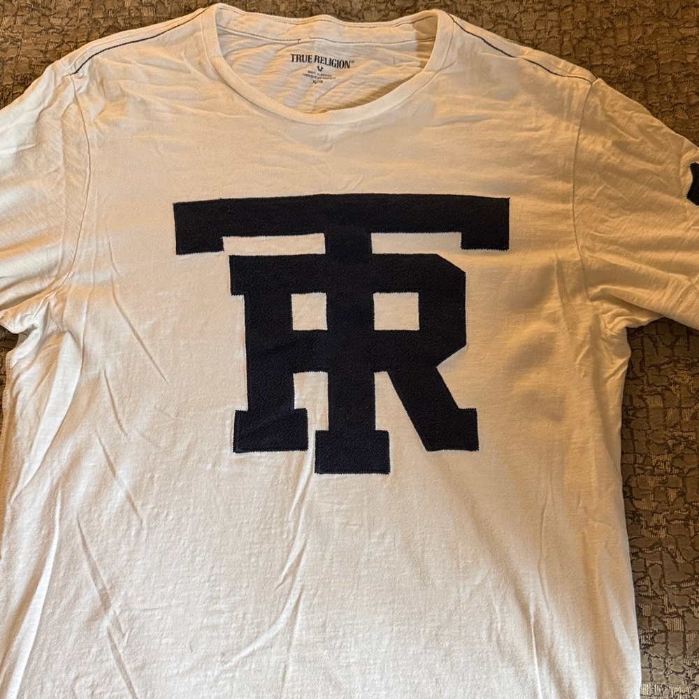 True Religion Men’s White / Blue TR Logo T-Shirt | Size XL